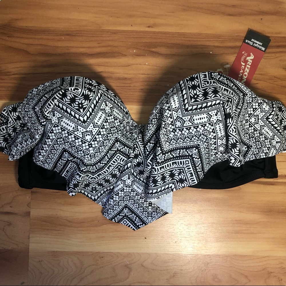 Black tribal flounce bathing suit